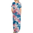 thumbnail image 4 of SMihono Robe Maxi Bohème d'Été pour Femmes Grande Taille Robes Maxi d'Été Décontractées Col Rond Croisé Manches Courtes Fente Vacances Plage Longue Robe Plage Swing Robe d'Été, 4 of 6