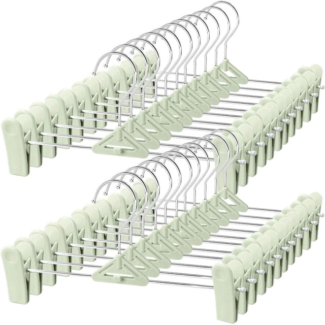 Perchas para pantalones y faldas, 30 unidades, que ahorran espacio, apilables, verdes
