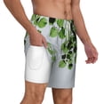 thumbnail image 2 of Sigee Watercolor Green Leaves Print Mens Swim Trunks with Compression Liner Quick Dry Swim Stretch Beach Shorts with Pockets,S-3XL, 2 of 7