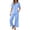 Z17 Blue-Linen Two Piece Set Women, variant on Linen Pajamas Women Set Lace Trim Short Sleeve Button Down Shirt and High Waisted Wide Leg Sleep Pants Home Going Out Summer Casual Matching Outfits Black,S