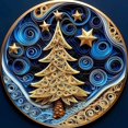 thumbnail image 4 of BFSAUHA - Colgante artesanal navideño misterioso azul marino y dorado, decoración acrílica navideña, decoración artística para el hogar y el coche, 6 piezas, adorno navideño de vidrio, decoraciones, 4 of 7