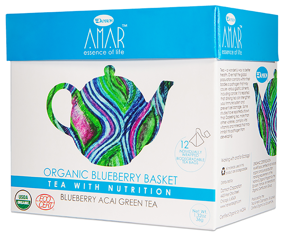 Organic Blueberry Basket Blueberry Acai, Pyramid Teabags, 12 Ct