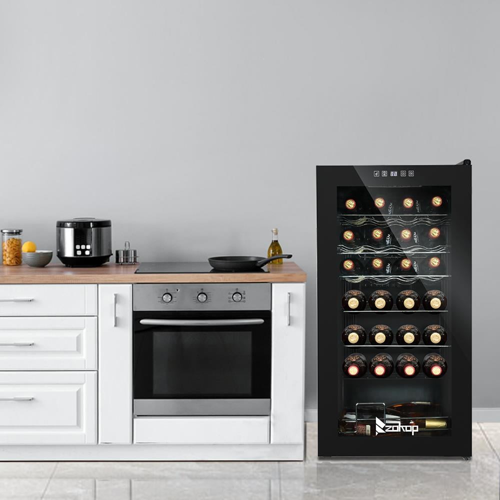 Winado 28 Bottle Mini Fridge Bar Wine Cooler Beverage Refrigerator Black