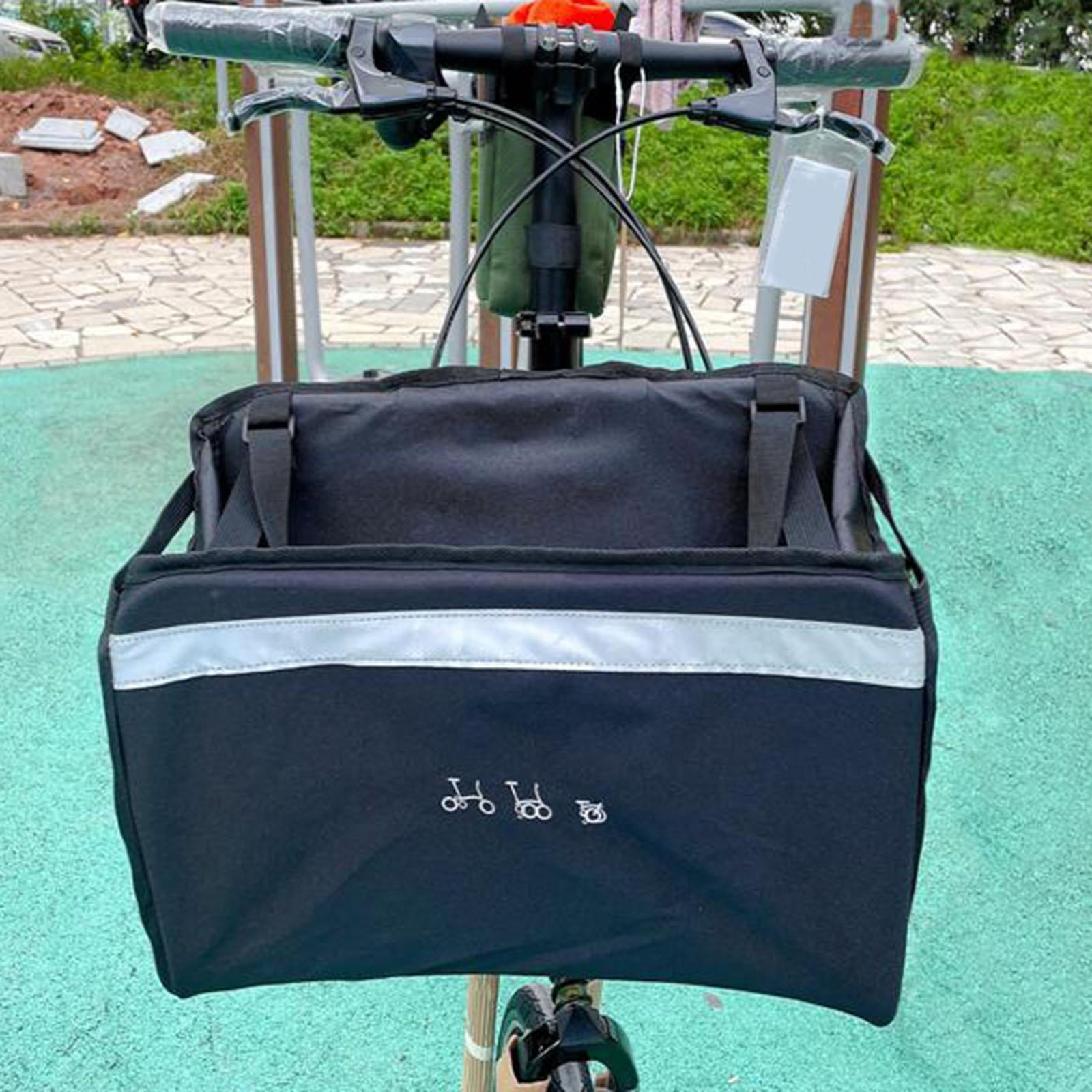 Bike Front Basket Bag with Rain Cover for Folding Bike , Black, 40.5x22.5cm