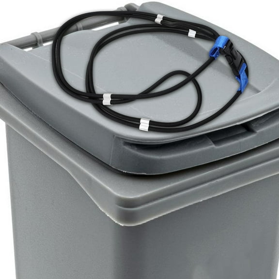 LEORX Heavy Duty Outdoor Trash Can Lock Black Elastic Strap Keeps Lid Secure Against Animals