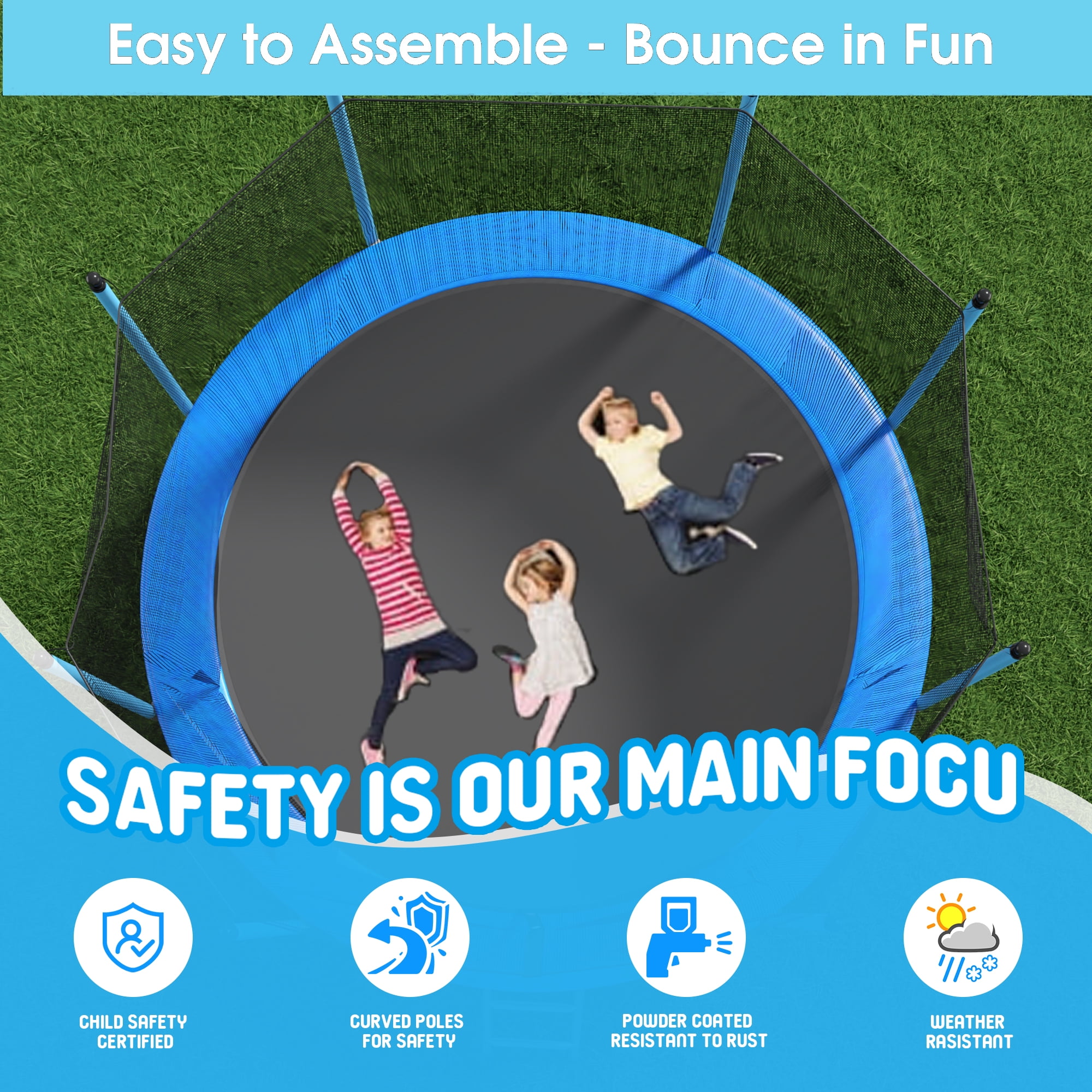 Shengchao Trade 10FT Trampoline with Safety Enclosure Net and Basketball Hoop