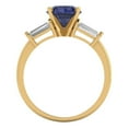 thumbnail image 4 of 2 ct Round Cut Simulated Blue Sapphire 3 Stone 14K Yellow Gold Womens Engagement Ring, 4 of 5