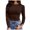 Coffee, variant on Womens Long Sleeve Stretch Crewneck Ribbed T Shirt Fitted Casual Basic Tops