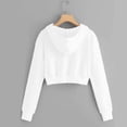 thumbnail image 3 of ORUYROP Sweat à Capuche Court à Manches Longues Zippé Rayé pour Femmes, Veste Décontractée à Cordon de Serrage, 3 of 6