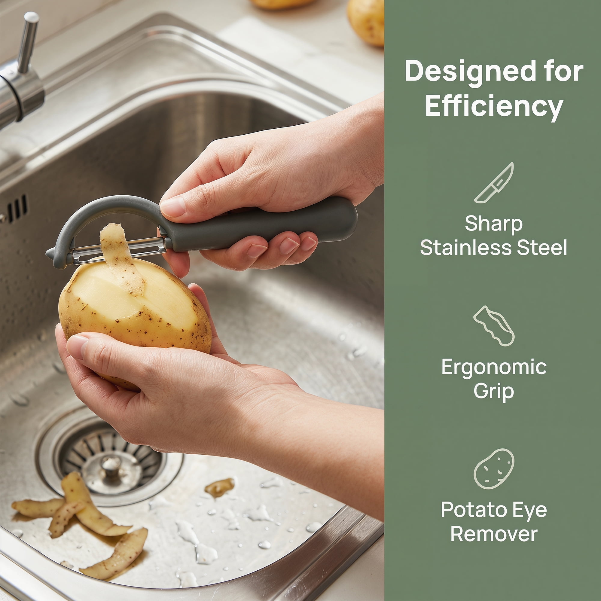 Unique Bargains Plastic Apple and Potato Peeler with Ergonomic Handle Gray 6.5x1.4 inch