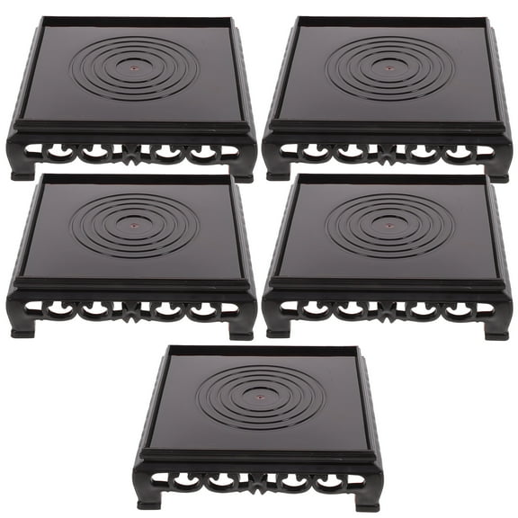 TEHAUX 5pcs Black Plastic Plant Stand for Home Storage Pot Riser Perfect for Small Plants and Vases