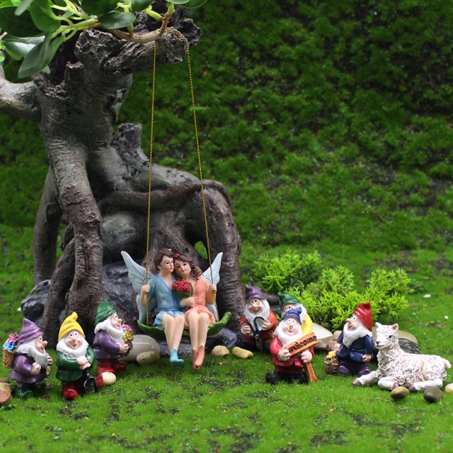 Pareja romántica adornos flor Hada jardín micro paisaje colgante resina artesanía escena creativa adornos LingWen 8390613713223