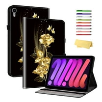 Allytechgroup Case for iPad 10th Generation 10.9 inch 2022 with Stand/Pencil Holder/Card Pockets/Magnetic Smart PU Leather Folio Stand Wallet shockproof Cover [Auto Wake/Sleep], Golden Butterfly Rose