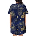 thumbnail image 3 of Bingfone Vintage Golden Butterfly Print Pajamas Sets for Women Soft Short-Sleeved Pjs with Lounge Shorts Two Piece Sleepwear, 3 of 8