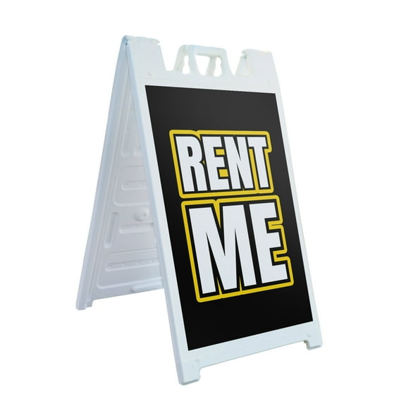 Rent Me 24" x 36" Double Sided A-Frame Sidewalk Sign Includes 2 Plastic Inserts | Foldable Portable White Signicade Sandwich Board | Equipment Rentals Clear Messaging Professional