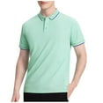 thumbnail image 2 of Fanxing Mens Golf Shirts Big And Tall Green Slim Fit Casual Button Short Sleeve T-Shirt Summer Collared Golf Shirt L, 2 of 6