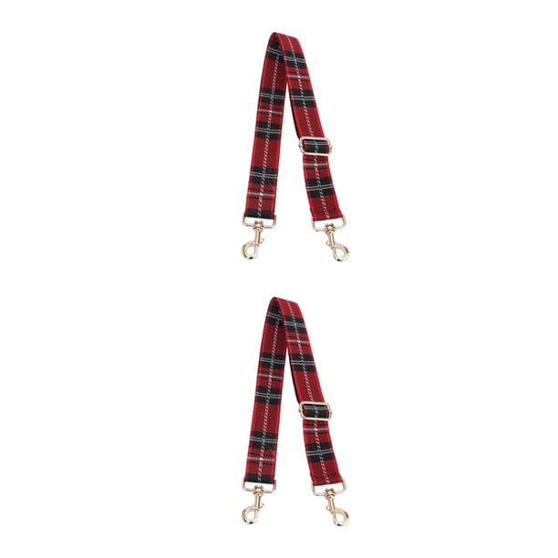 Guardurnaity Correa de hombro larga para mujer, piezas de repuesto, cinturón cruzado ancho, gancho giratorio de Metal artesanal para correas, Cheque rojo y negro 2piezas