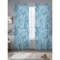 thumbnail image 2 of Light Blue Teal Sheer Curtains 96 Inch Length 2 Panels Set Window Treatments, Retro Botanical Abstract Art Rod Pocket Semi Curtains for Living Room/Bedroom/Kitchen Décor, 104"W x 96"L, 2 of 7