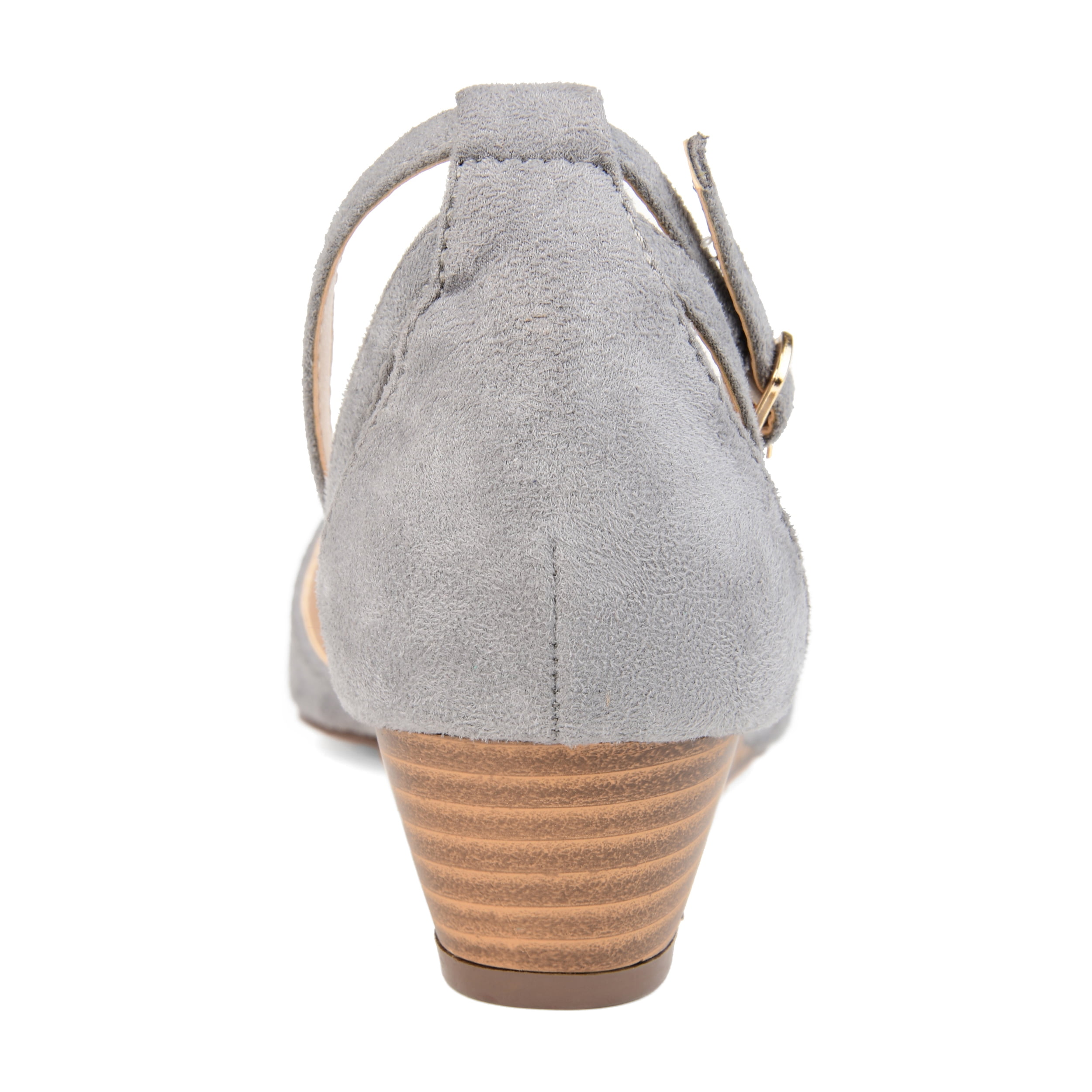 Journee Womens Arkie Buckle Pointed Toe Sliver Wedge