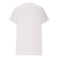 thumbnail image 5 of Summer Cotton Linen Tops for Women Feather Graphic V Neck Short Sleeve T Shirts Dressy Casual Loose Fit Blouses (L, White), 5 of 6