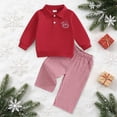 thumbnail image 2 of Gerichy Toddler Baby Boy Christmas Outfit Tree Embroidery Long Sleeve Polo Collared Sweatshirt Plaid Pants Set Clothes 12 18 24 Months 2T 3T 4T, 2 of 7
