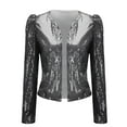 thumbnail image 2 of Lroveb Sequin Jackets for Women Long Sleeve Sparkly Blazer Glitter Shimmer Open Front Cropped Cardigan, 2 of 6