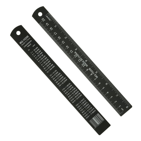 Uxcell 20cm/8" Metal Ruler, 2 Pack Aluminum Alloy Rulers for Writing Machinist Drafting, Black