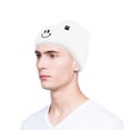 thumbnail image 4 of Dalix Embroidered Smile Face Beanie in White, 4 of 5