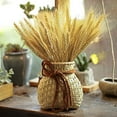 thumbnail image 3 of 100 flores artificiales, plantas artificiales, flores secas de trigo grandes, gavillas de trigo seco natural, racimos de tallos de trigo seco, trigo real para suministros de corona, mesa de bricolaje, decoración de Navidad para bodas, color amarillo Sailing  Electrónica, 3 of 3