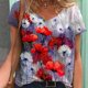 thumbnail image 1 of ICHUANYI Clearance Women Summer Fashion Short Sleeve V-neck Printing Casual Blouse T-shirt Tops ICHUANYI "ICHUANYI", 1 of 3