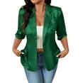 thumbnail image 6 of Ashirexll Summer Tops for Women, Solid Color Elegant Button Down 3/4 Sleeve Top Shirts, 6 of 7