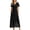 Black, variant on Women's Summer Lace Maxi Dress, Short Sleeve V Neck Smocked Waist A Line Long Dress, Floral Lace Hem Boho Sundress with Pockets for Beach and Formal Occasions