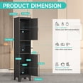 thumbnail image 3 of Modern Tall Slim Metal Cabinet with Adjustable Shelves & Doors, Open & Closed Storage, Adjustable Feet for Kitchen, Bathroom, Living Room, Apartment - Sturdy & Easy Assembly，Black, 3 of 6