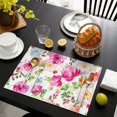 thumbnail image 4 of Pioneer Flower Floral Print Pattern Summer Placemats Table Placemats Set Of 4-Linen Kitchen Washable Placemats Table Mats 12x18 Inch Non-Slip Heat Resistant, 4 of 5