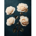 thumbnail image 1 of Qisvanset 12x16 Inch Dark Background White Rose Canvas Wall Art, Romantic Floral Modern Vintage Home Decor, 1 of 8
