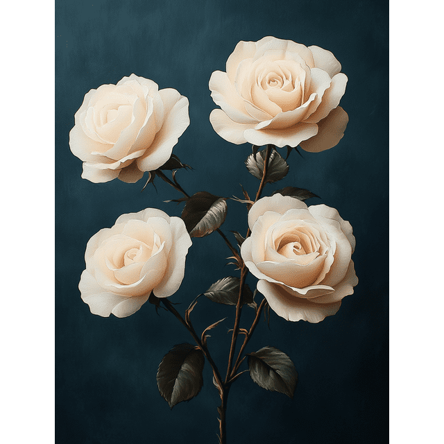Qisvanset 12x16 Inch Dark Background White Rose Canvas Wall Art, Romantic Floral Modern Vintage Home Decor
