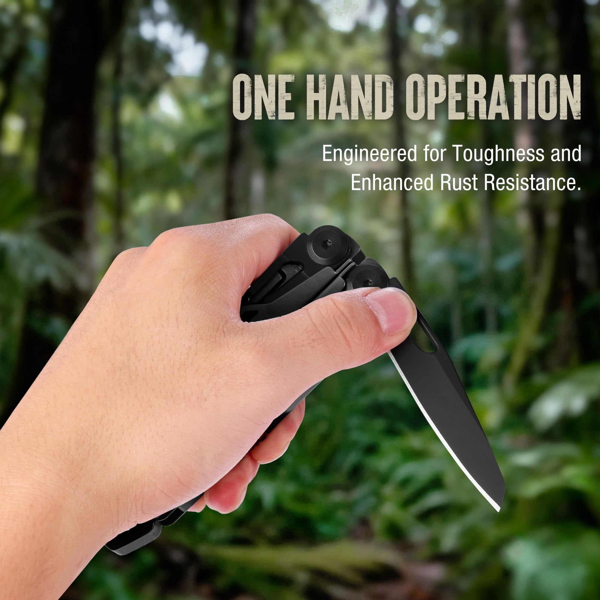 Mossy Oak Cnc-machined Multitool Pliers  27-in-1 Multi Tool With Pocket Fire Starter & Whistle Bottle Opener - Self-locking For Camping Hiking Black