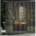 thumbnail image 4 of Ambesonne Gothic Shower Curtain, Room Skulls, 69"Wx70"L, Red Brown, 4 of 5