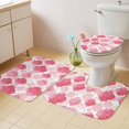 thumbnail image 3 of Pink Moroccan Bathroom Rugs Set Abstract Gradient Gold Pink Geometric Non Slip Absorbent Soft Bath Mats 3 Piece Set with Bathroom Rug, U-Shaped Floor Mat, Toilet Seat Cover Large Size, 3 of 9