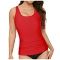 thumbnail image 3 of GEWSEY Women Tankini Top Only - High Neck Bathing Suit Tummy Control Swim Top 2025 Red, 2XL, 3 of 9