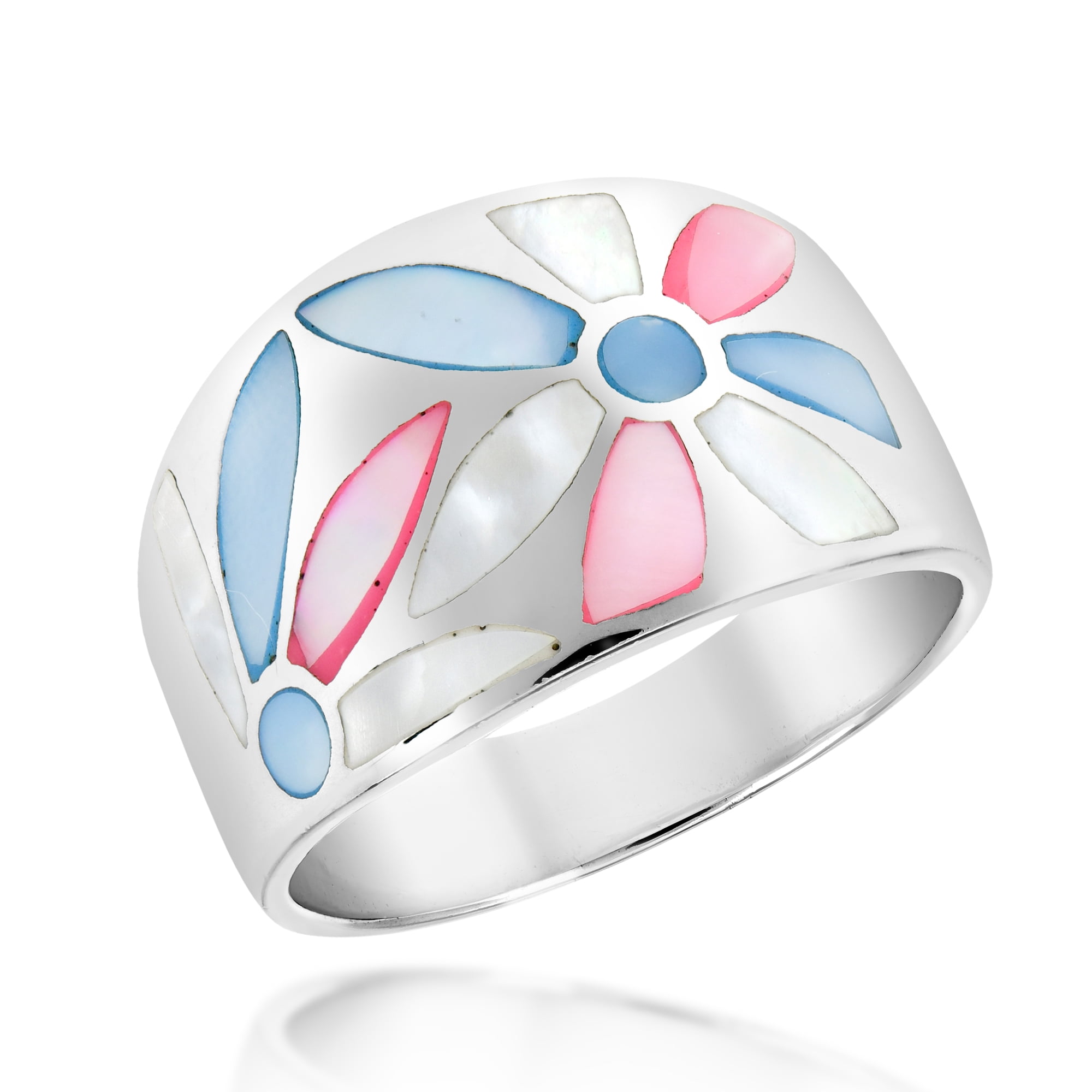 Floral MulticolorPearl Sterling Silver Ring for Female Jewelry Gift
