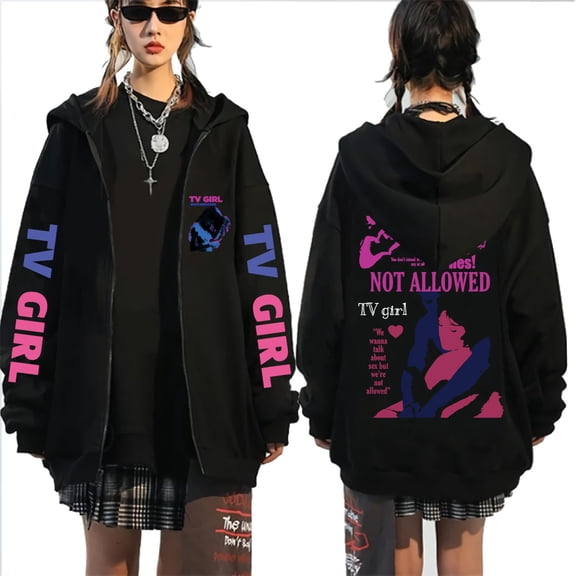 GFGSZTAFB Tv Girl Lovers Rock Song 3D Print Zip Up Hoodie Unisex Fashion Vintage Sweatshirt
