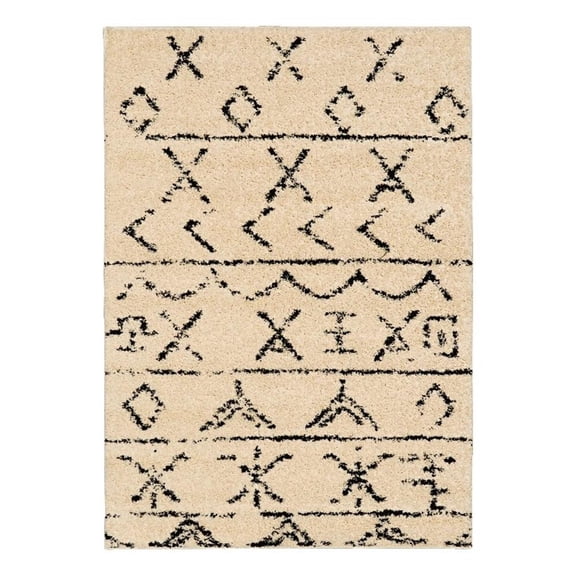 Linon Moroccan Atlas Power Loomed Polypropylene 5'x7' Rug in Ivory