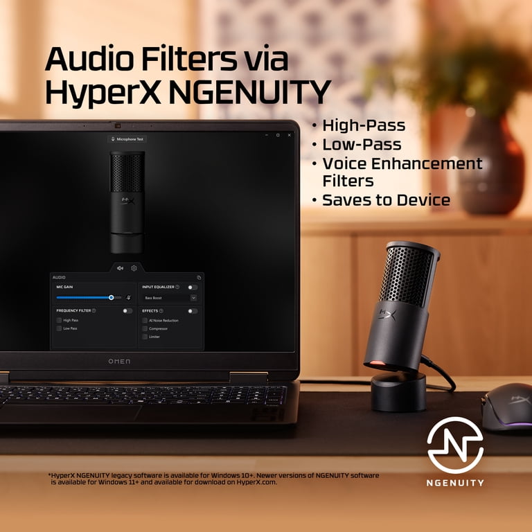 HyperX SoloCast 2, USB-C Condenser Mic, Built-in Pop Filter