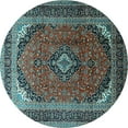 thumbnail image 1 of Ahgly Company Indoor Round Medallion Light Blue Traditional Area Rugs, 7' Round, 1 of 4