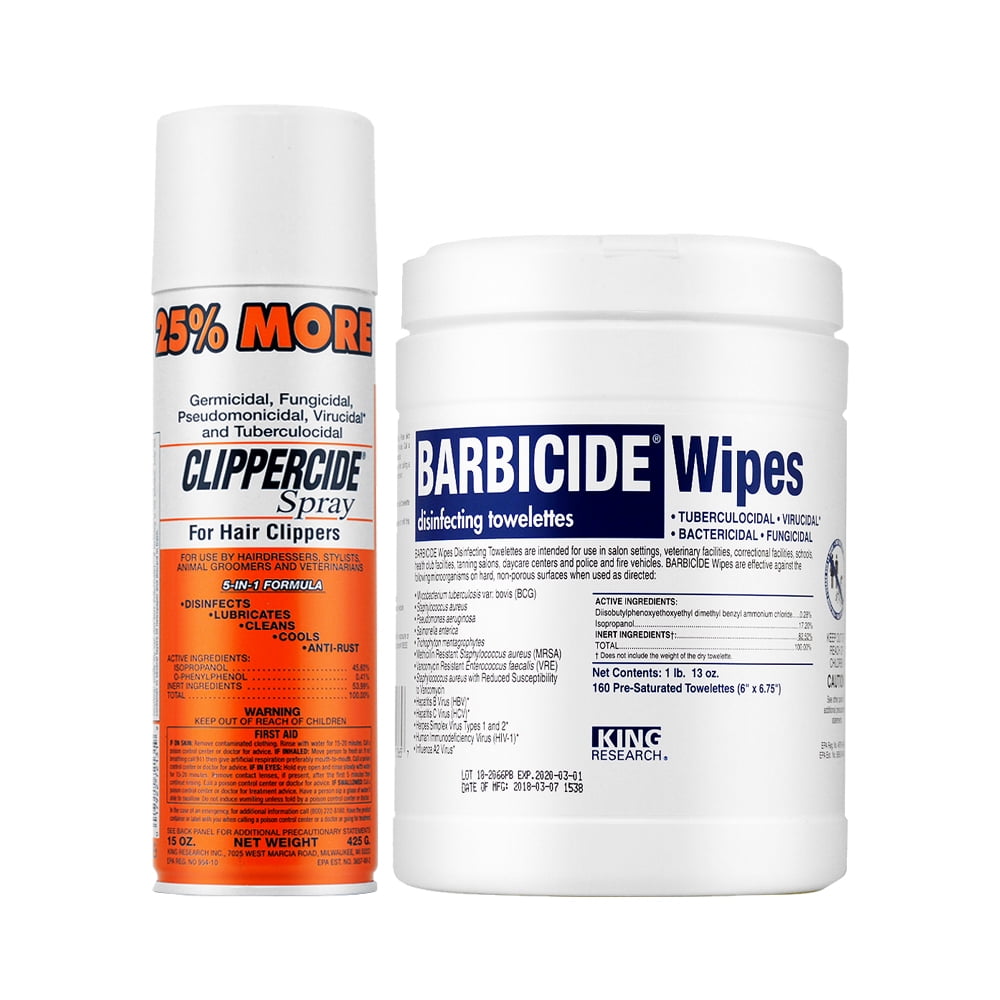 King Research Barbicide Disinfecting Towelettes Wipes + Clippercide ...