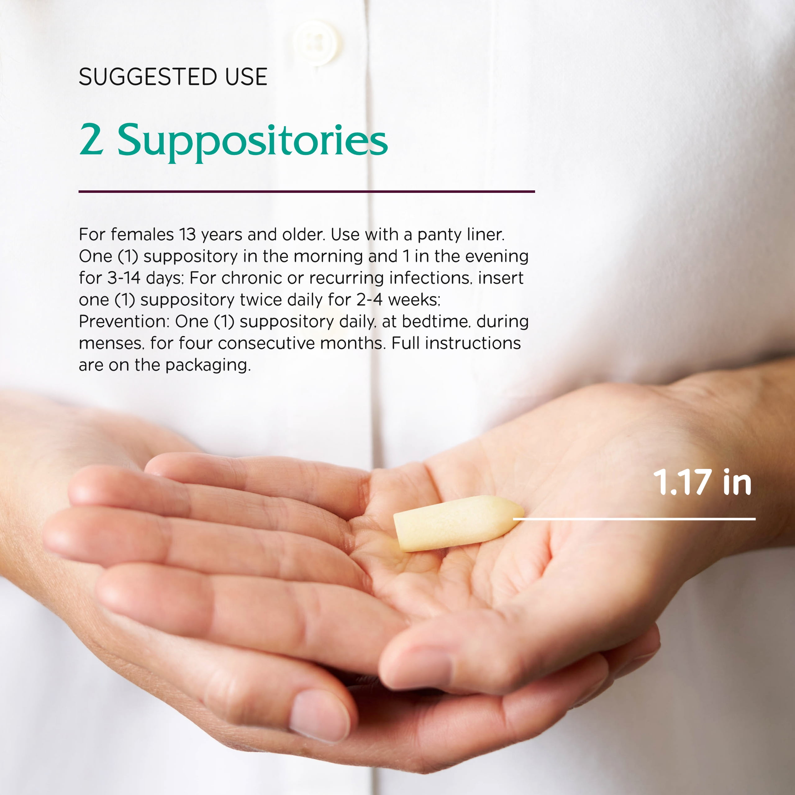 Vitanica, Homeopathic Vaginal Suppositories, Relieves Burning, Itching & Discharge, with Boric Acid, Tea Tree Oil & Probiotics, Vegan (28)