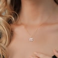 thumbnail image 3 of Gem Stone King 7.79 Ct Peach Nano Morganite White Created Sapphire 10K Yellow Gold Pendant with Chain, 3 of 5