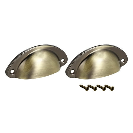 66mm Hole Centers Brushed Cup Shell Drawer Pull Handle Bronze Tone 2 ...