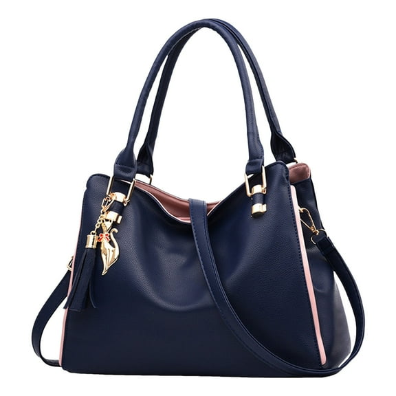 Modstep Womens Fashion Handbags Tassel Soft Leather Shoulder Purse Zipper Top Handle Crossbody Tote Bags for Ladies Work Shopping Blue